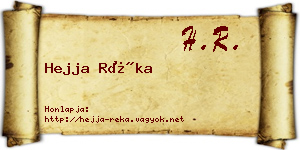 Hejja Réka névjegykártya